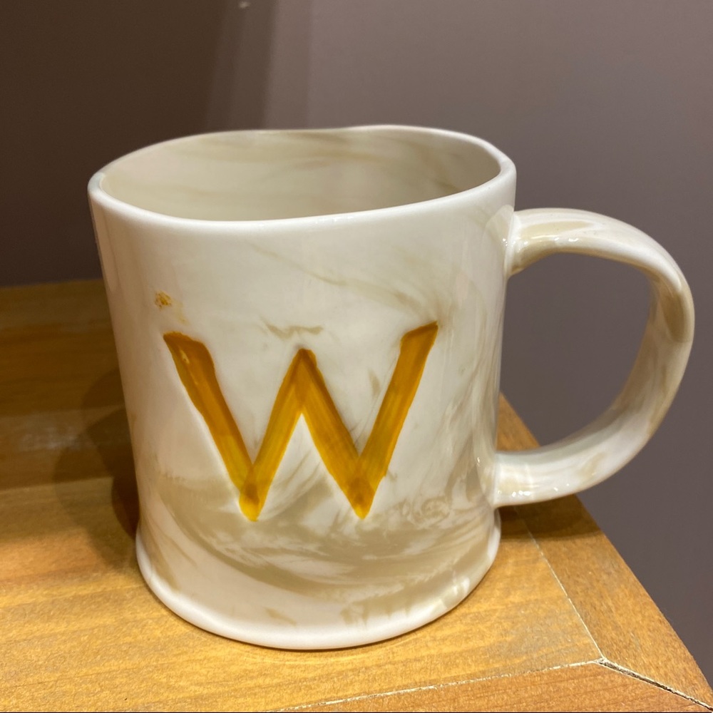 Anthropologie W mug marbled monogram